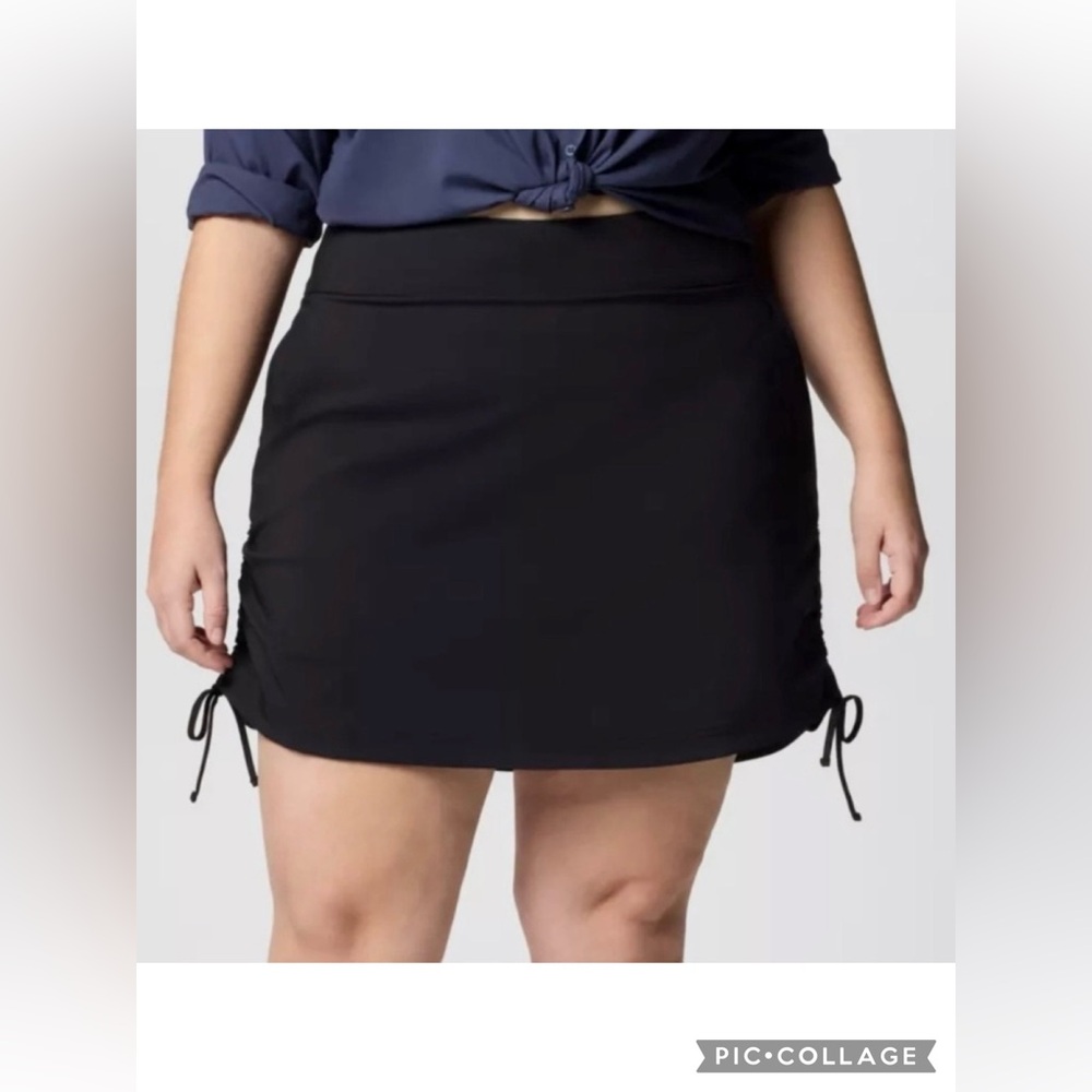 Columbia All Season Skorts Black Ruched 3X Activewear Pickleball Shorts UPF 50